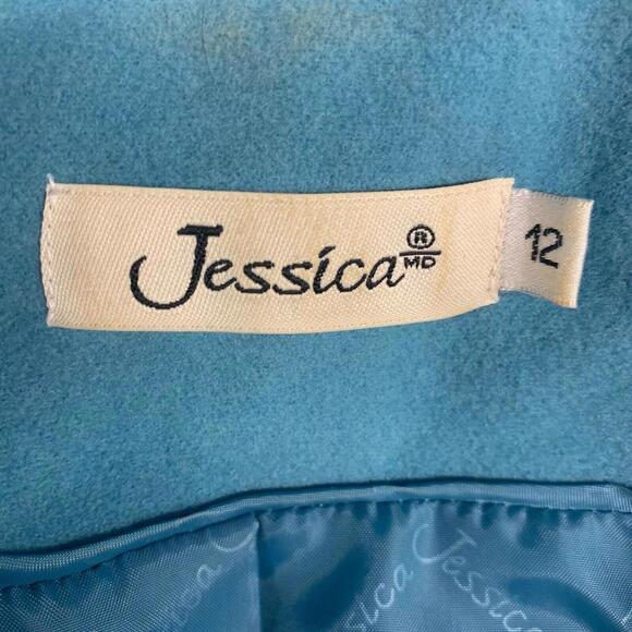 Jessica Womens Blue Wool Cashmere Nylon Blend Lined Blazer Jacket Size 12 READ - Picture 6 of 12